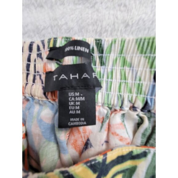 Tahari Womens Tropical Leaf Print Linen Wide-Leg Crop Pants Womens Medium Summer - Picture 3 of 10